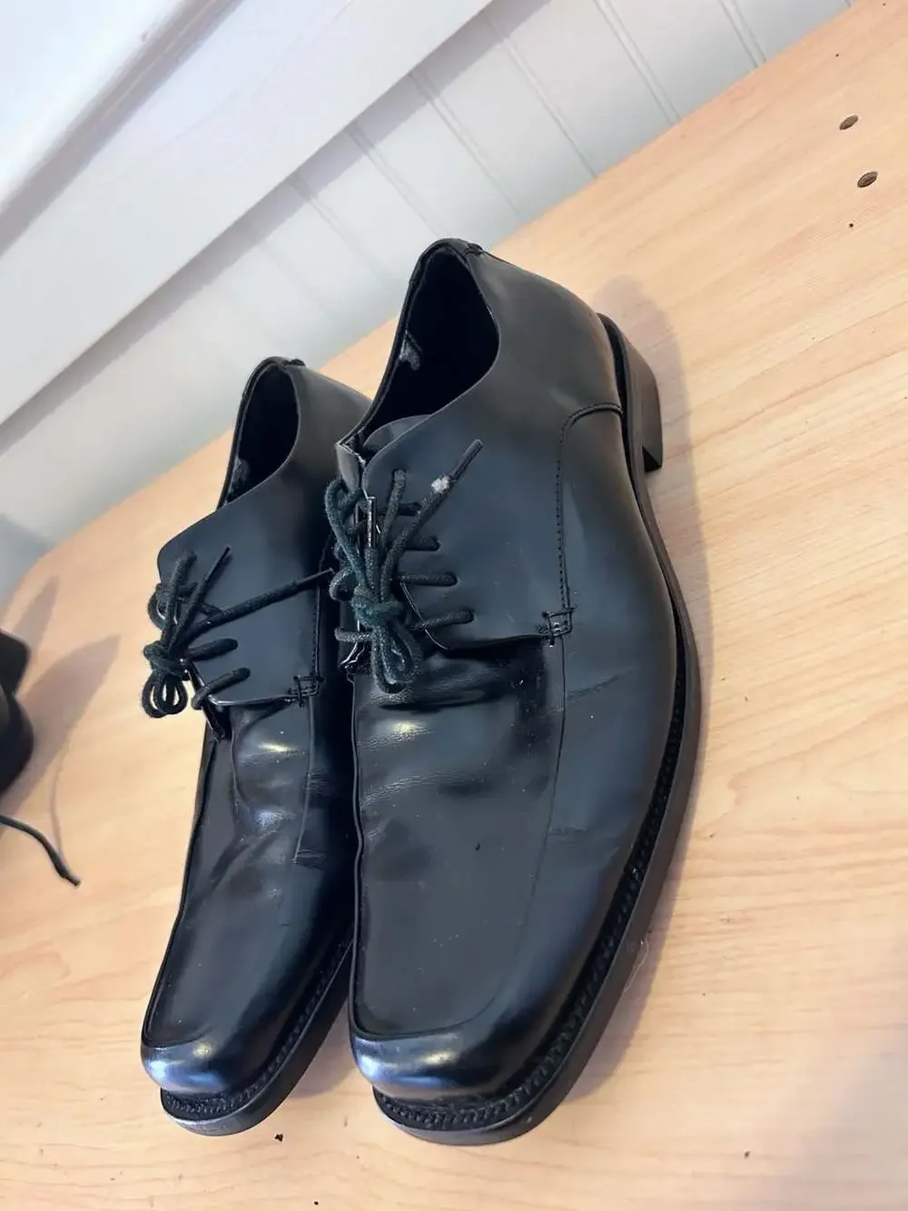 Calvin Klein Hamilton II Men's Black Leather Square Toe Oxford Dress Shoes